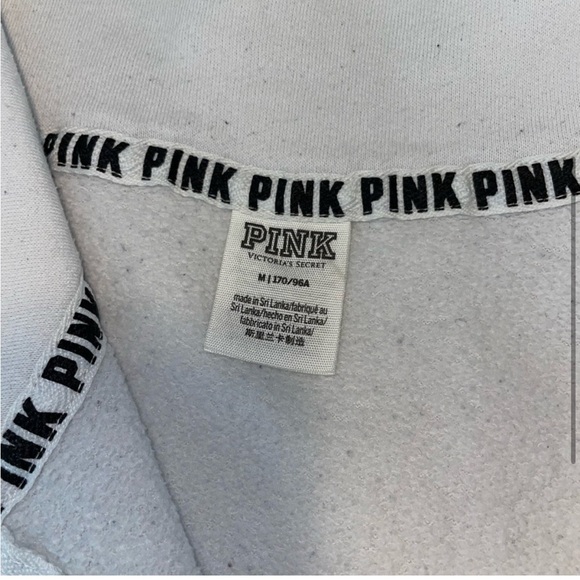 VS Pink Quarter zip pullover jacket in white and pink color way, Size M - Picture 3 of 5